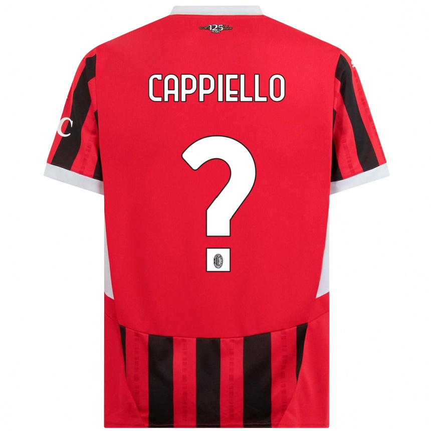 Women Football Flavio Cappiello #0 Red Black Home Jersey 2024/25 T-Shirt Nz