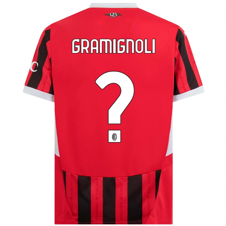 Women Football Luca Gramignoli #0 Red Black Home Jersey 2024/25 T-Shirt Nz