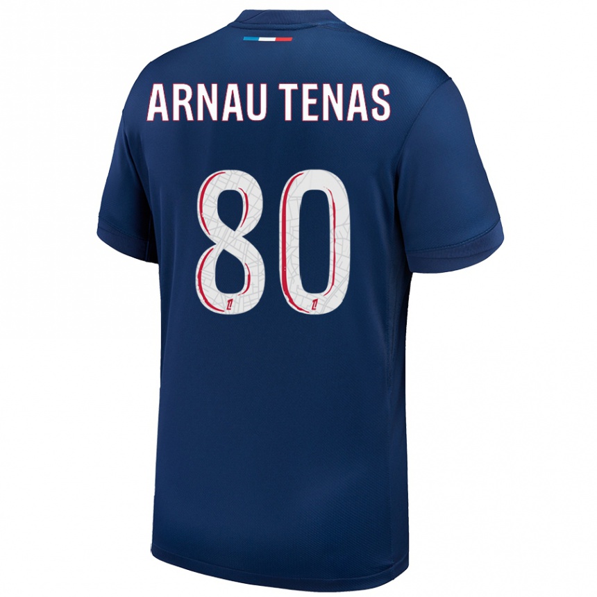 Women Football Arnau Tenas #80 Navy Blue White Home Jersey 2024/25 T-Shirt Nz