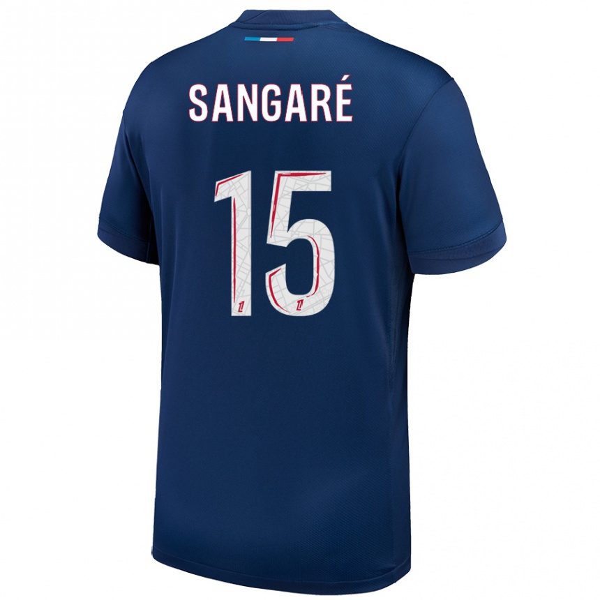 Women Football Mahamadou Sangaré #15 Navy Blue White Home Jersey 2024/25 T-Shirt Nz