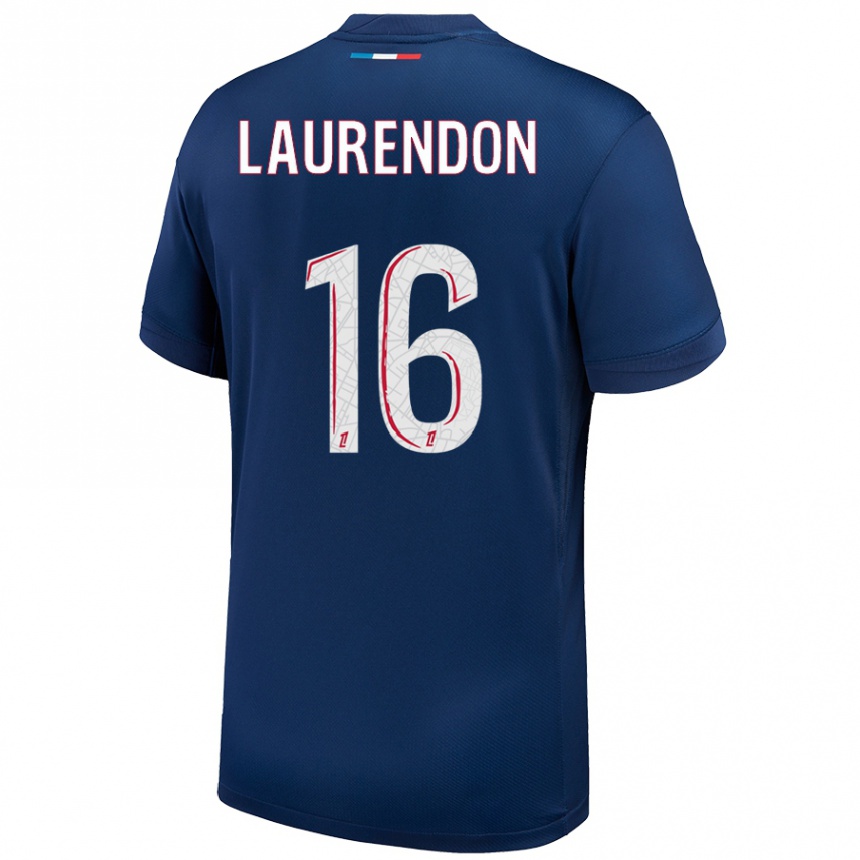 Women Football Bilal Laurendon #16 Navy Blue White Home Jersey 2024/25 T-Shirt Nz