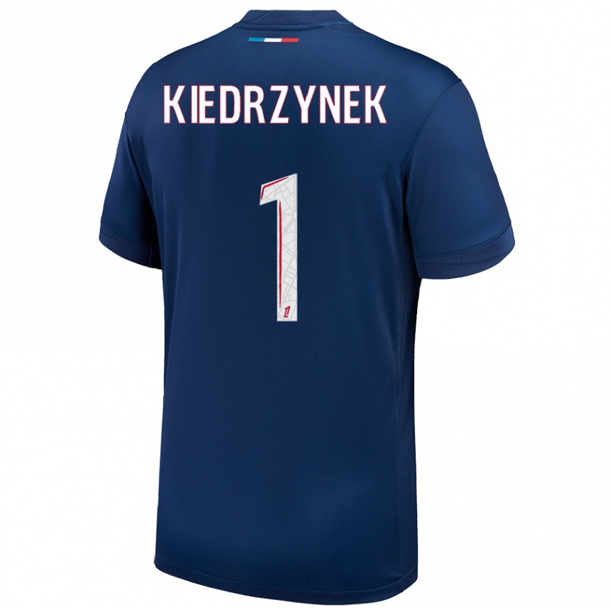 Women Football Katarzyna Kiedrzynek #1 Navy Blue White Home Jersey 2024/25 T-Shirt Nz