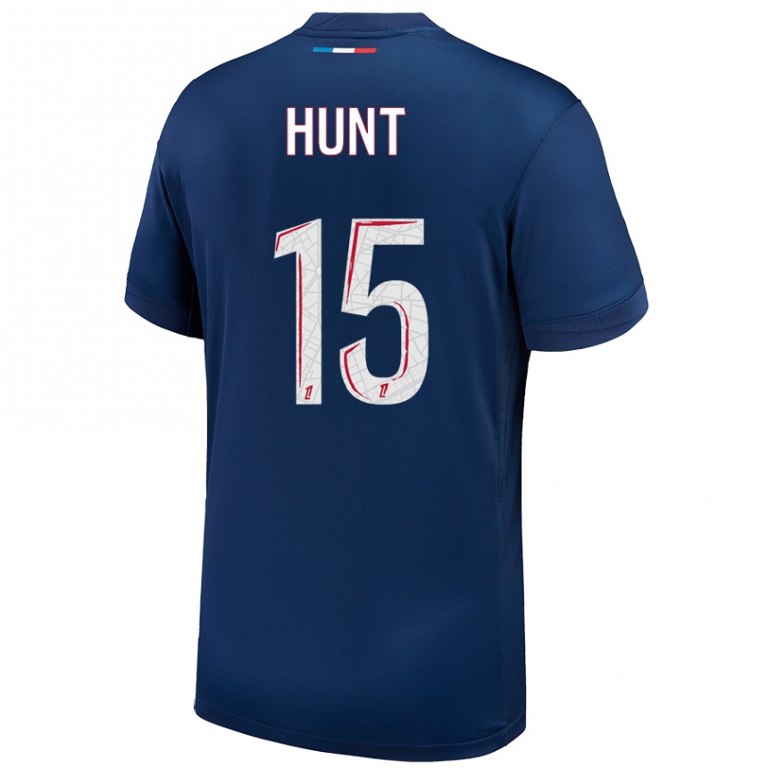 Women Football Clare Hunt #15 Navy Blue White Home Jersey 2024/25 T-Shirt Nz