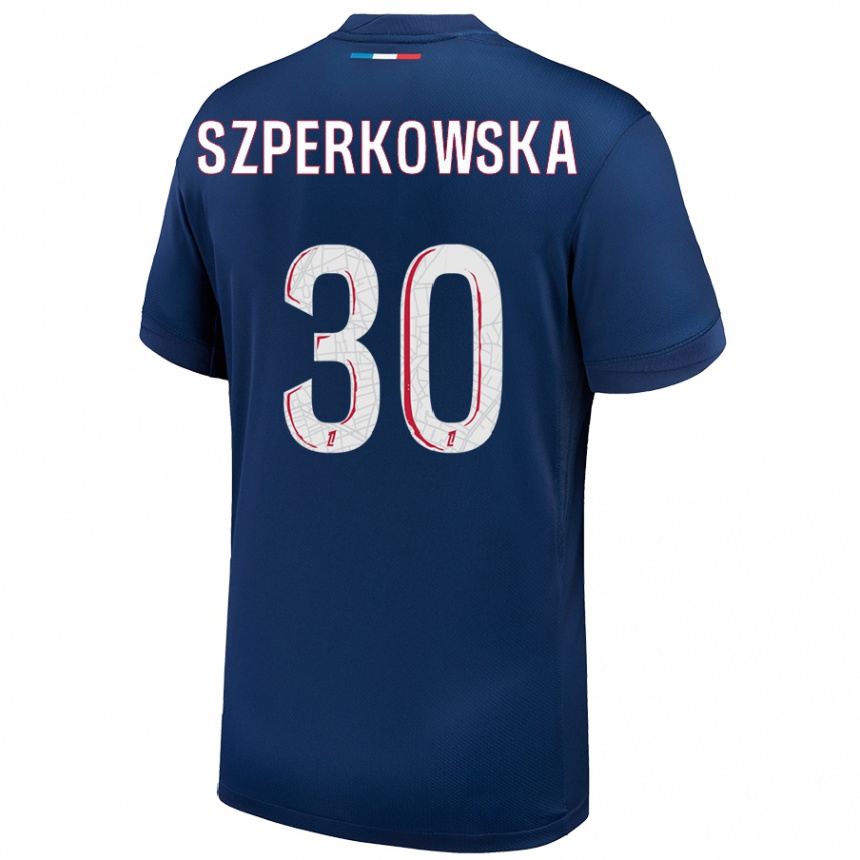 Women Football Oliwia Szperkowska #30 Navy Blue White Home Jersey 2024/25 T-Shirt Nz