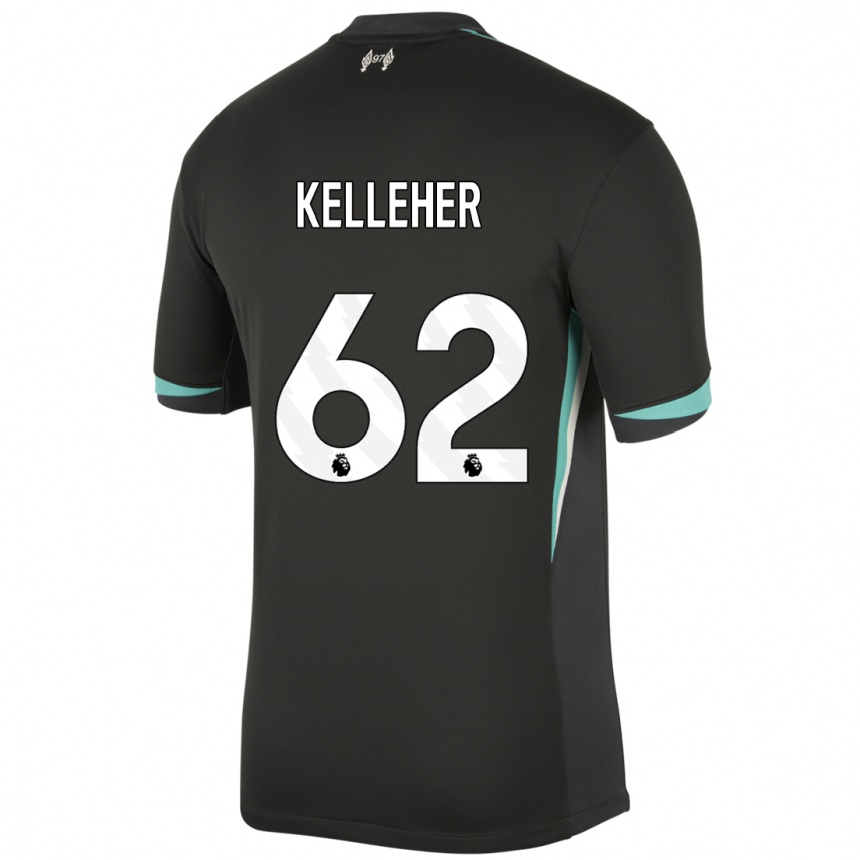 Women Football Caoimhin Kelleher #62 Black Anthracite White Away Jersey 2024/25 T-Shirt Nz