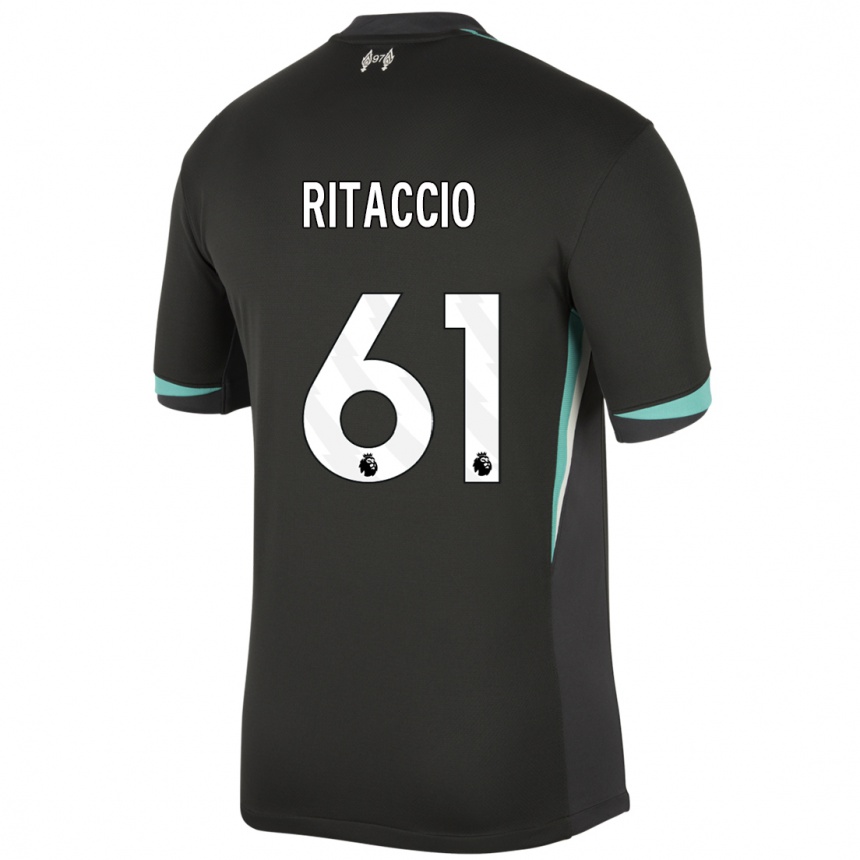 Women Football Matteo Ritaccio #61 Black Anthracite White Away Jersey 2024/25 T-Shirt Nz