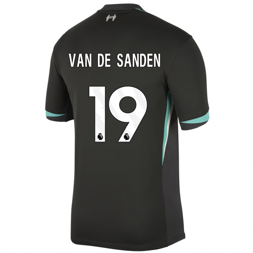 Women Football Shanice Van De Sanden #19 Black Anthracite White Away Jersey 2024/25 T-Shirt Nz