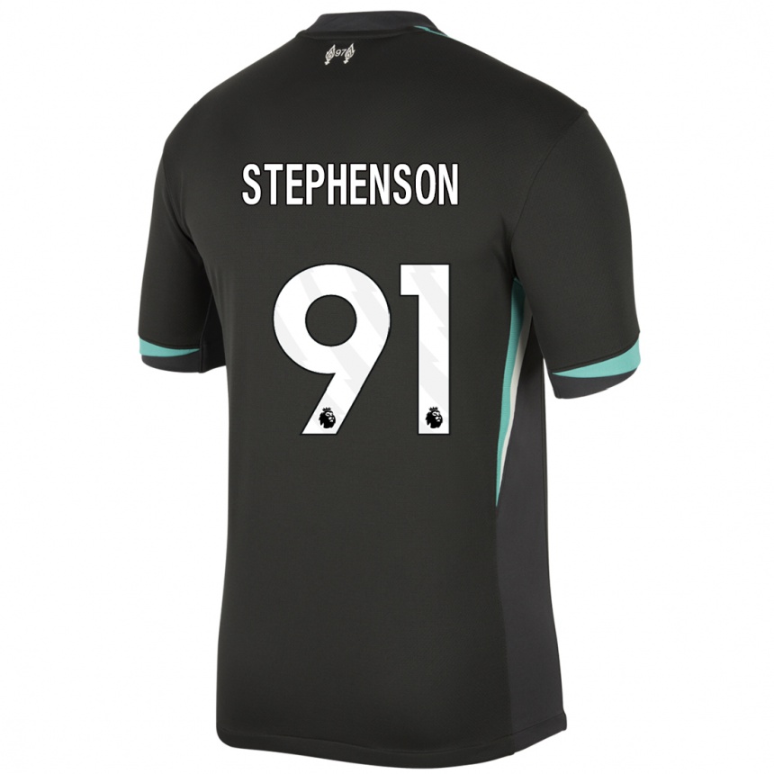 Women Football Luca Stephenson #91 Black Anthracite White Away Jersey 2024/25 T-Shirt Nz