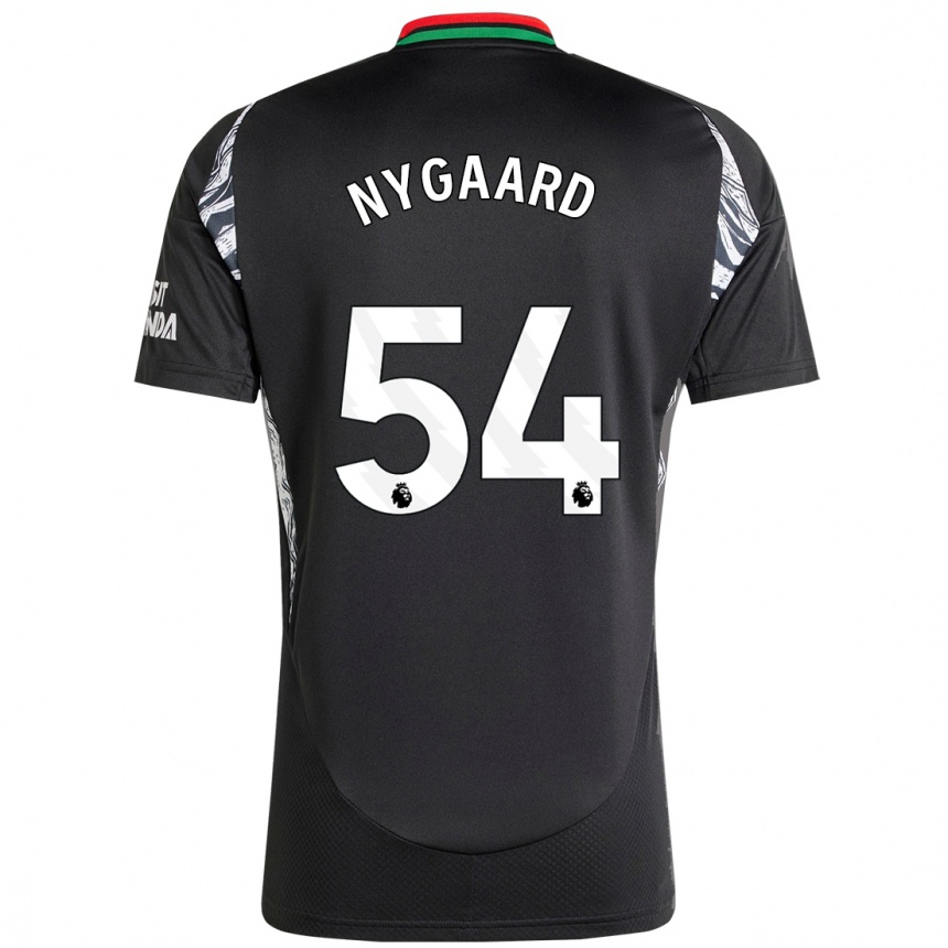 Women Football Lucas Nygaard #54 Black Away Jersey 2024/25 T-Shirt Nz