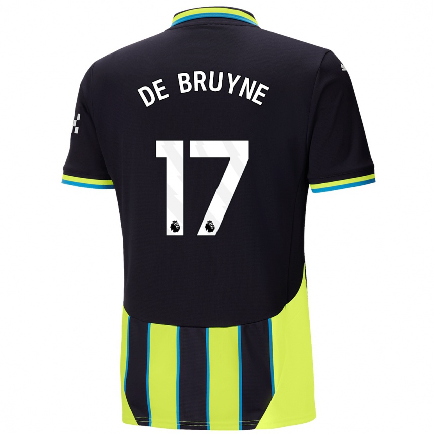 Women Football Kevin De Bruyne #17 Blue Yellow Away Jersey 2024/25 T-Shirt Nz