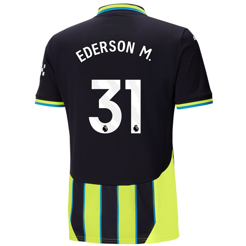 Women Football Ederson Moraes #31 Blue Yellow Away Jersey 2024/25 T-Shirt Nz