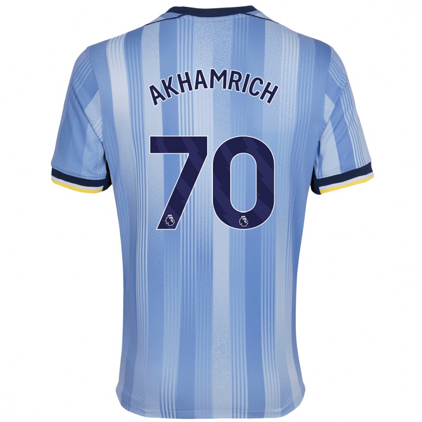 Women Football Yusuf Akhamrich #70 Light Blue Away Jersey 2024/25 T-Shirt Nz