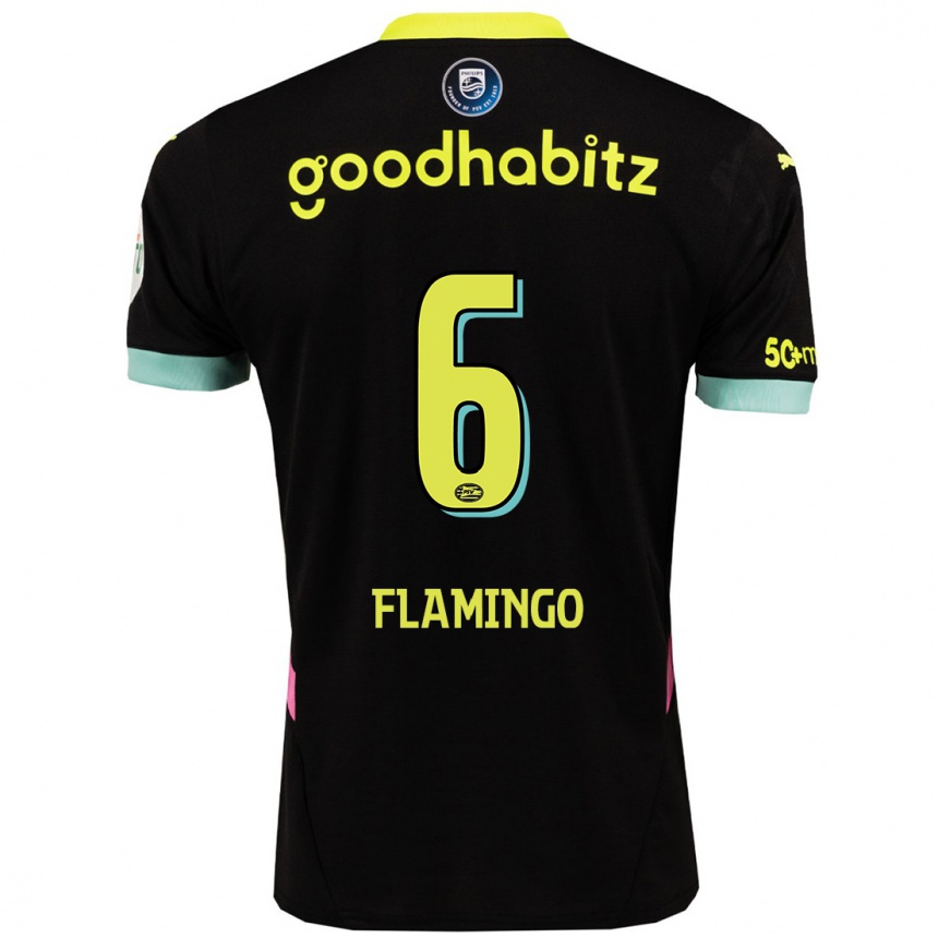 Women Football Ryan Flamingo #6 Black Yellow Away Jersey 2024/25 T-Shirt Nz