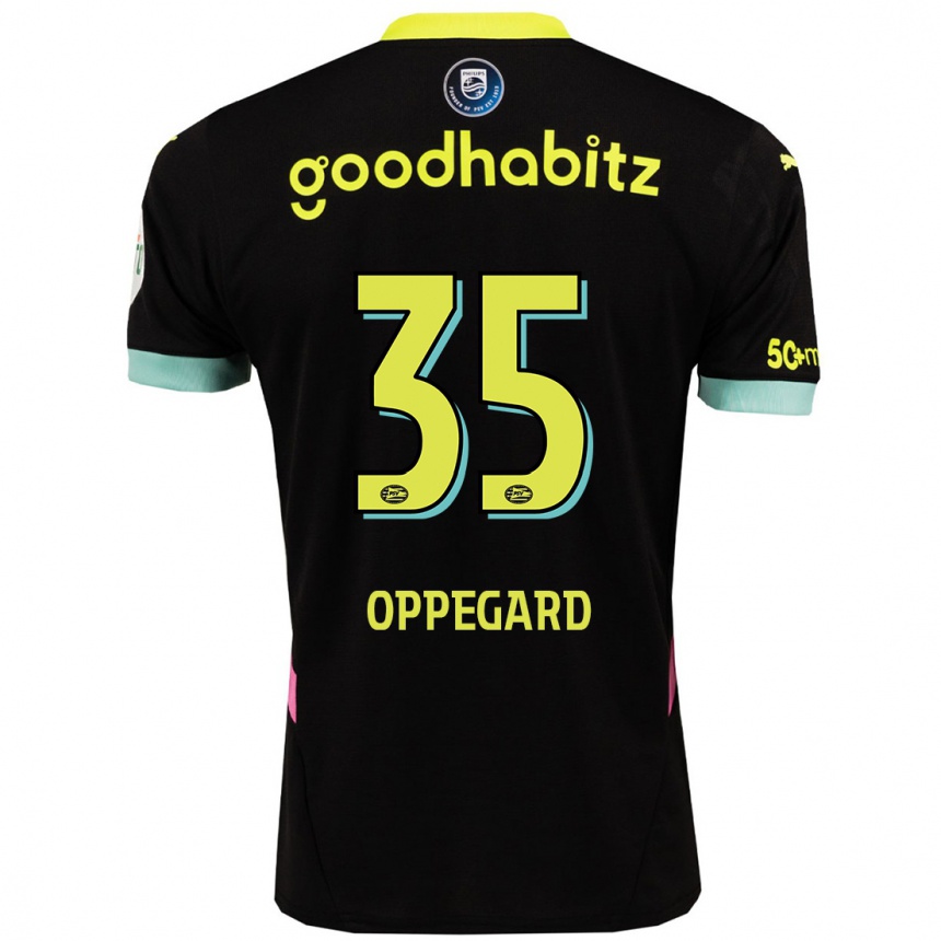 Women Football Fredrik Oppegard #35 Black Yellow Away Jersey 2024/25 T-Shirt Nz