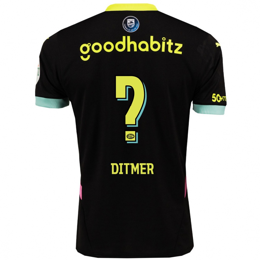 Women Football Sébas Ditmer #0 Black Yellow Away Jersey 2024/25 T-Shirt Nz