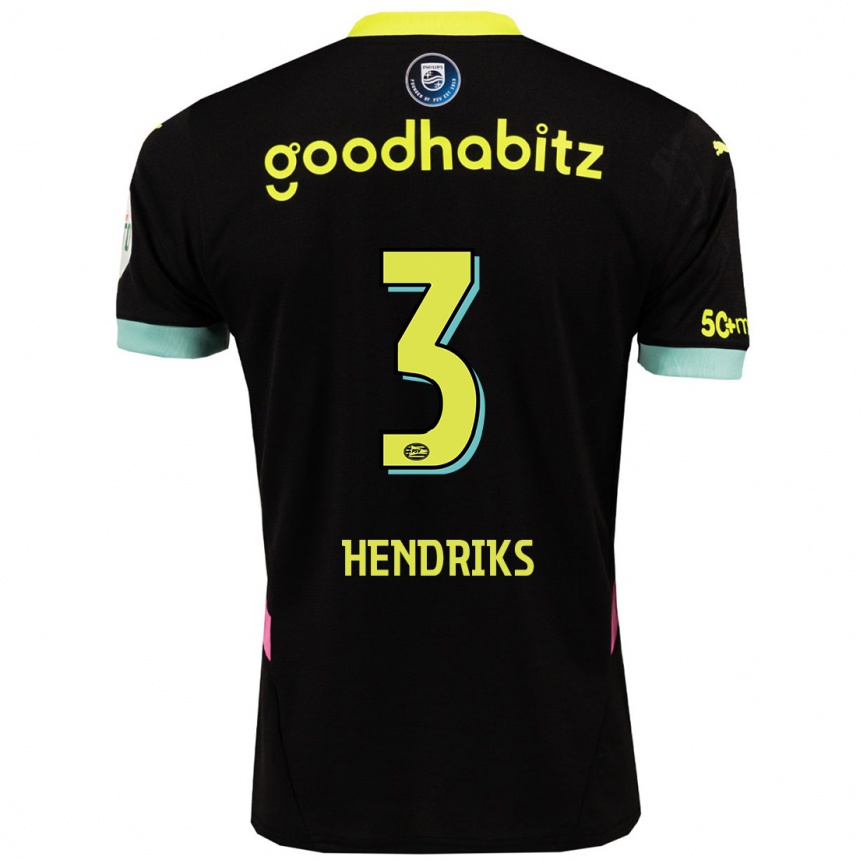 Women Football Gwyneth Hendriks #3 Black Yellow Away Jersey 2024/25 T-Shirt Nz