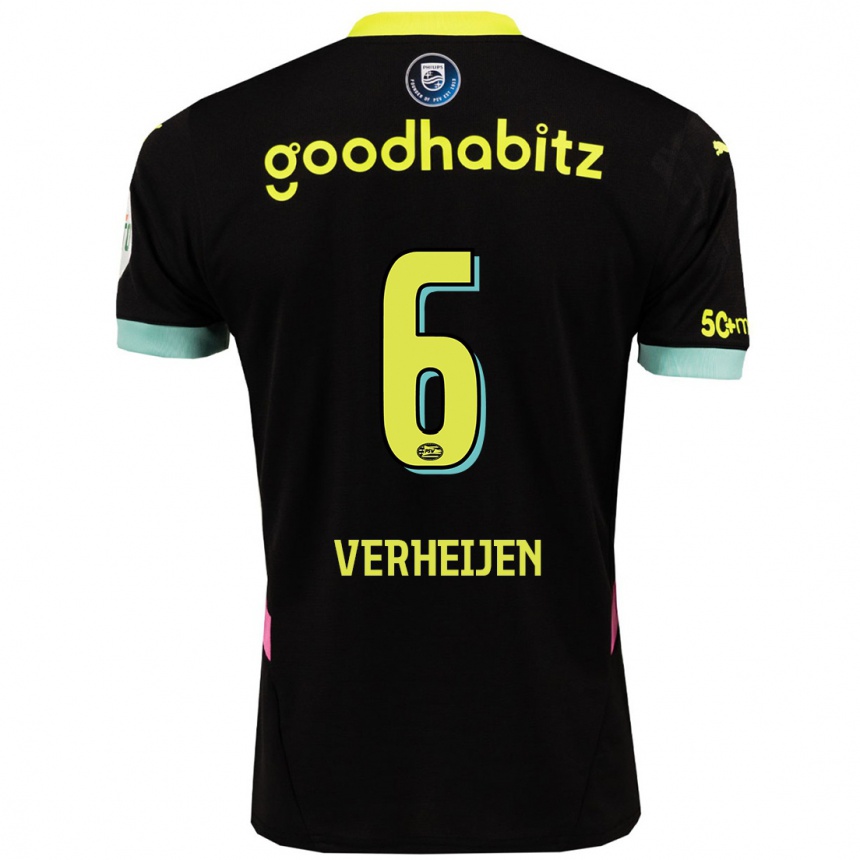 Women Football Janneke Verheijen #6 Black Yellow Away Jersey 2024/25 T-Shirt Nz