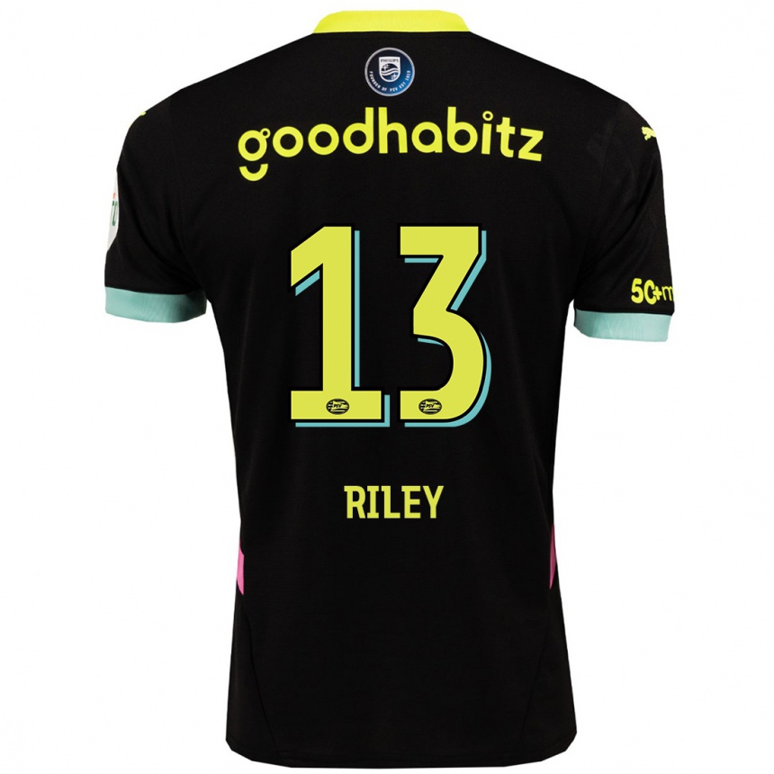 Women Football Indiah-Paige Riley #13 Black Yellow Away Jersey 2024/25 T-Shirt Nz