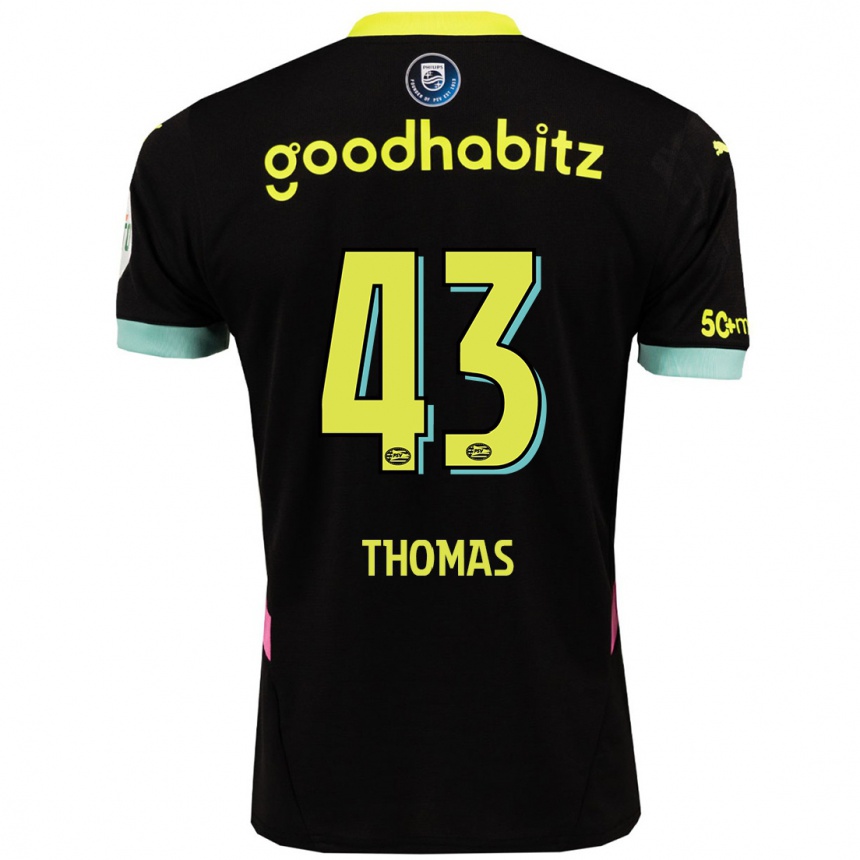 Women Football Kealyn Thomas #43 Black Yellow Away Jersey 2024/25 T-Shirt Nz