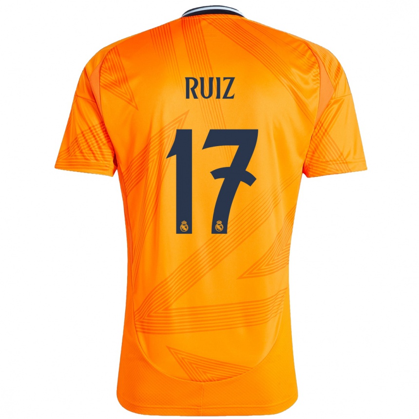 Women Football David Ruiz #17 Orange Away Jersey 2024/25 T-Shirt Nz