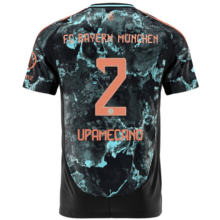 Women Football Dayot Upamecano #2 Black Away Jersey 2024/25 T-Shirt Nz