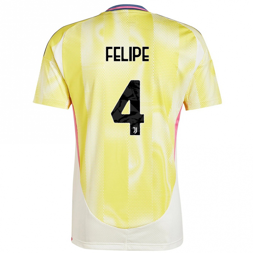 Women Football Pedro Felipe #4 Solar Yellow Away Jersey 2024/25 T-Shirt Nz