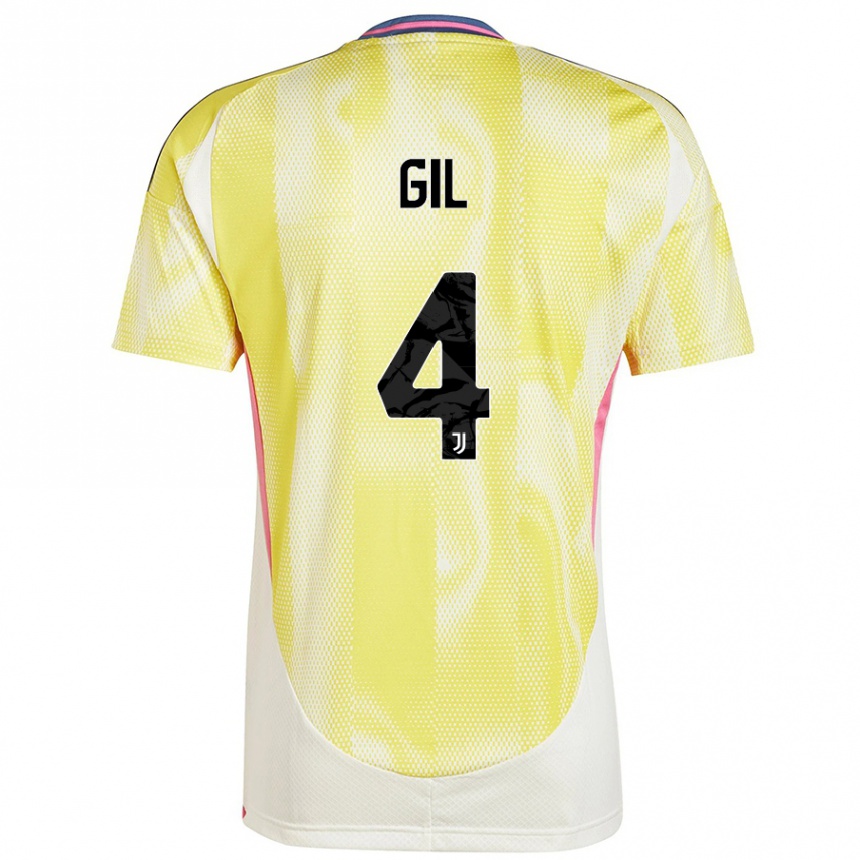 Women Football Javier Gil #4 Solar Yellow Away Jersey 2024/25 T-Shirt Nz