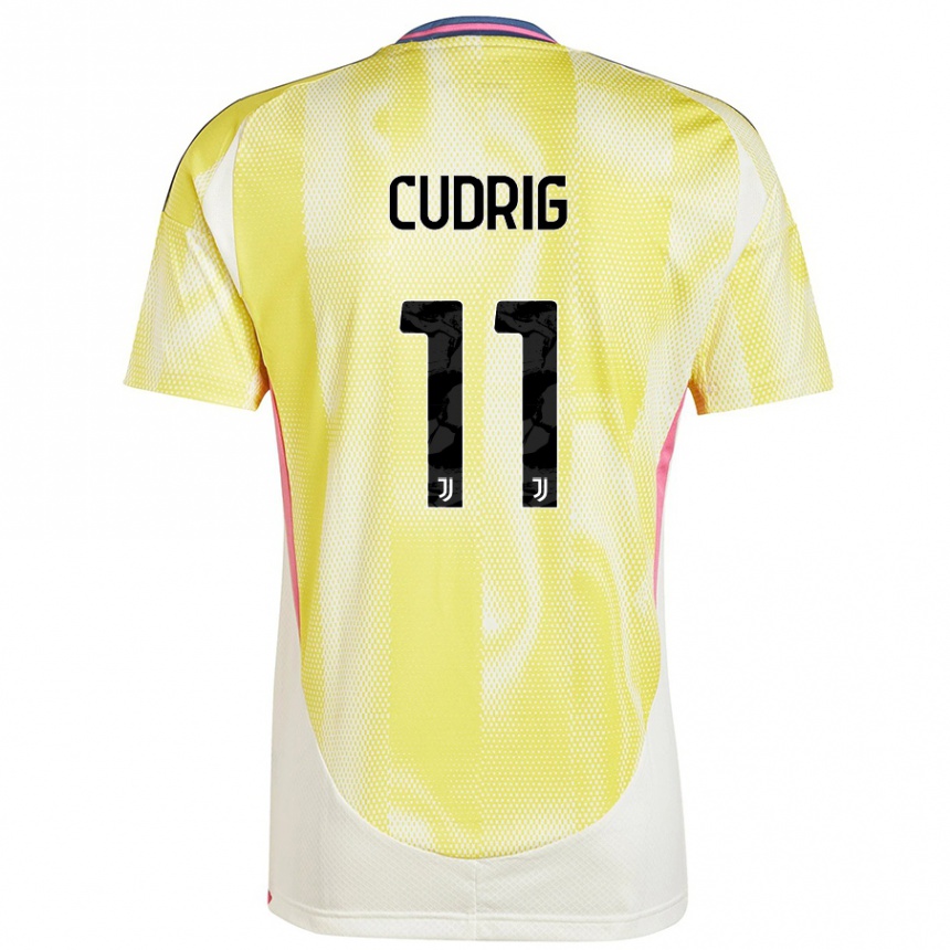 Women Football Nicolò Cudrig #11 Solar Yellow Away Jersey 2024/25 T-Shirt Nz