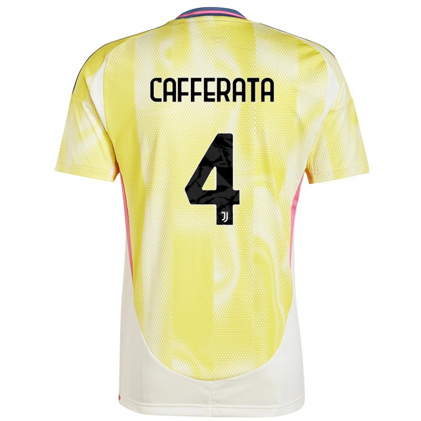 Women Football Federica Cafferata #4 Solar Yellow Away Jersey 2024/25 T-Shirt Nz