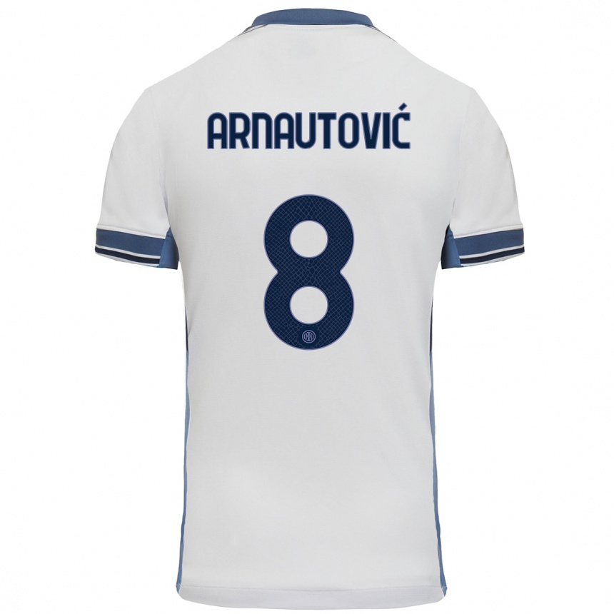 Women Football Marko Arnautovic #8 White Grey Away Jersey 2024/25 T-Shirt Nz