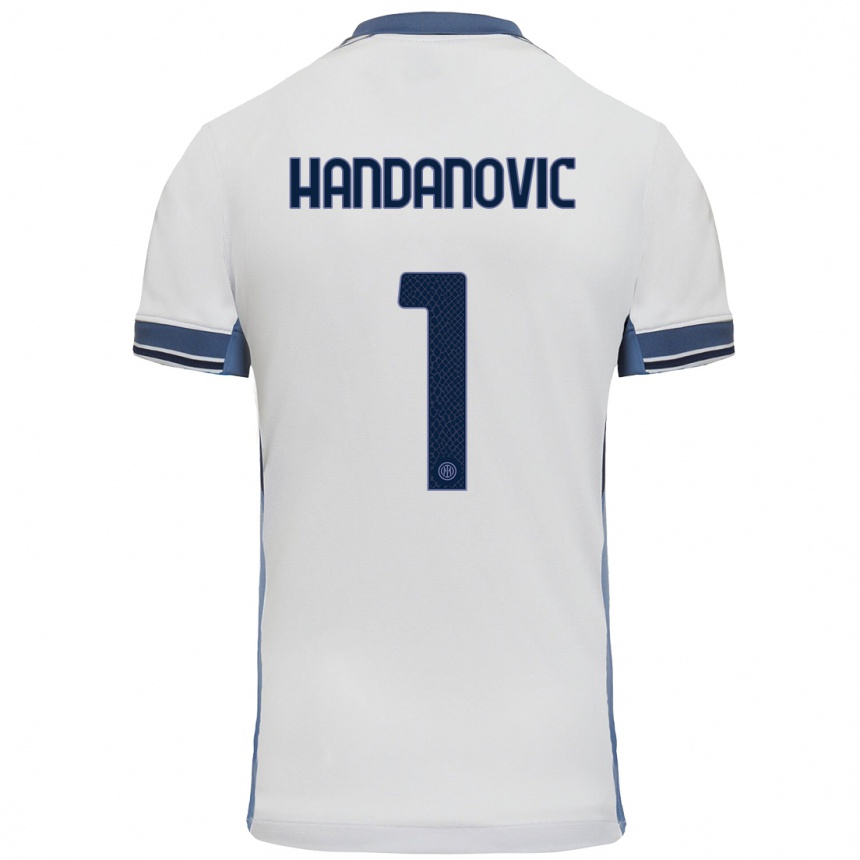 Women Football Samir Handanovic #1 White Grey Away Jersey 2024/25 T-Shirt Nz