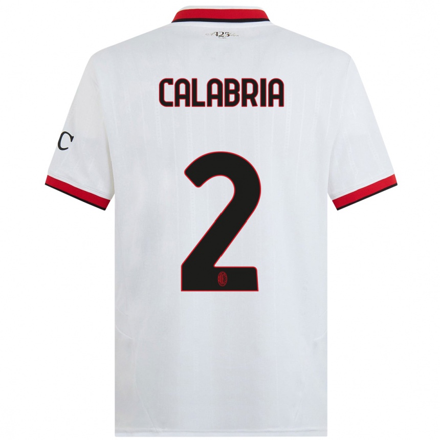 Women Football Davide Calabria #2 White Black Red Away Jersey 2024/25 T-Shirt Nz