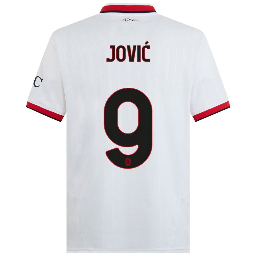 Women Football Luka Jovic #9 White Black Red Away Jersey 2024/25 T-Shirt Nz