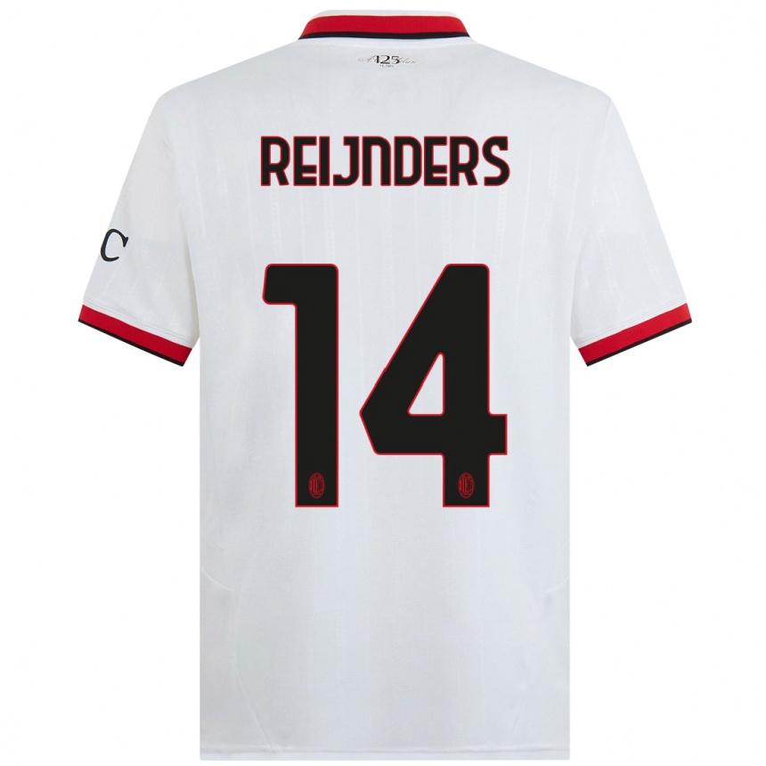 Women Football Tijjani Reijnders #14 White Black Red Away Jersey 2024/25 T-Shirt Nz