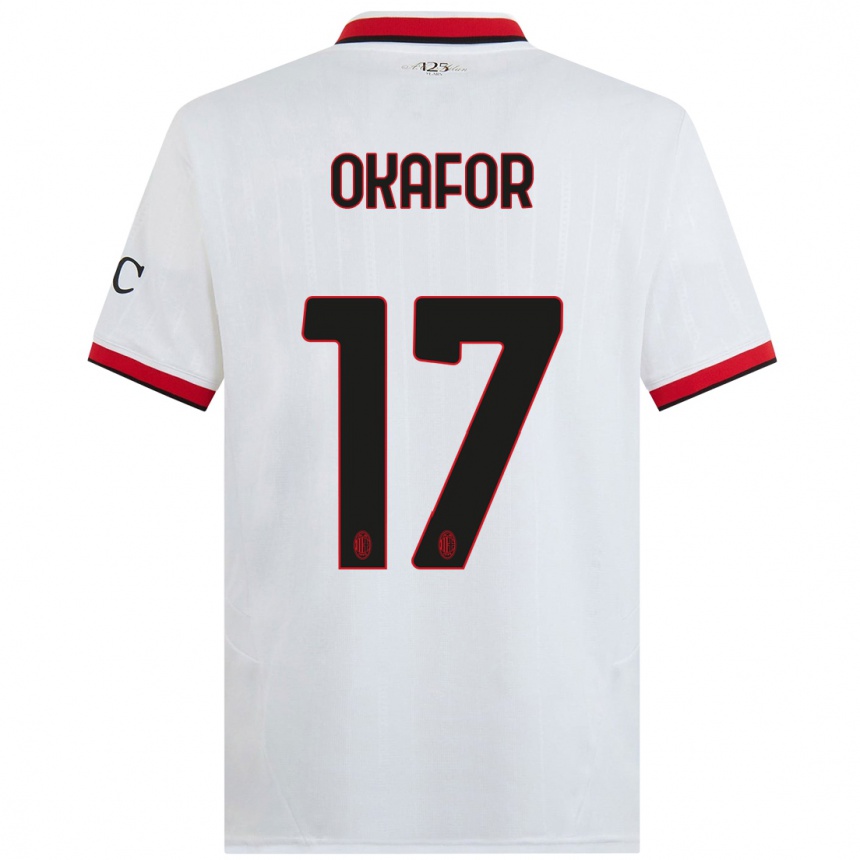 Women Football Noah Okafor #17 White Black Red Away Jersey 2024/25 T-Shirt Nz