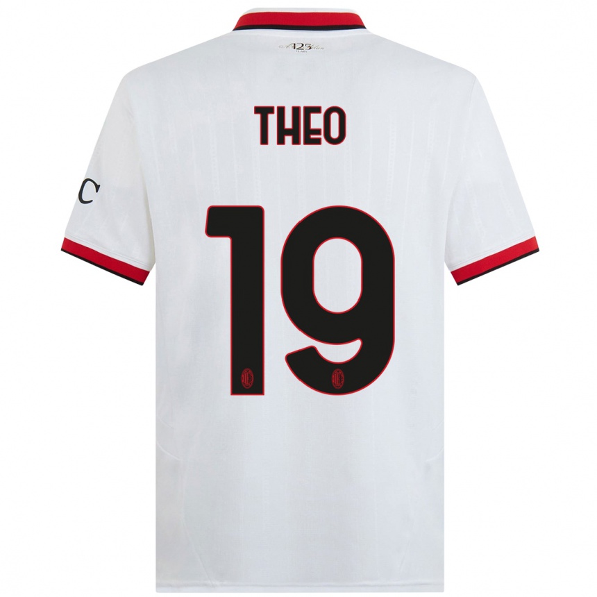 Women Football Theo Hernandez #19 White Black Red Away Jersey 2024/25 T-Shirt Nz