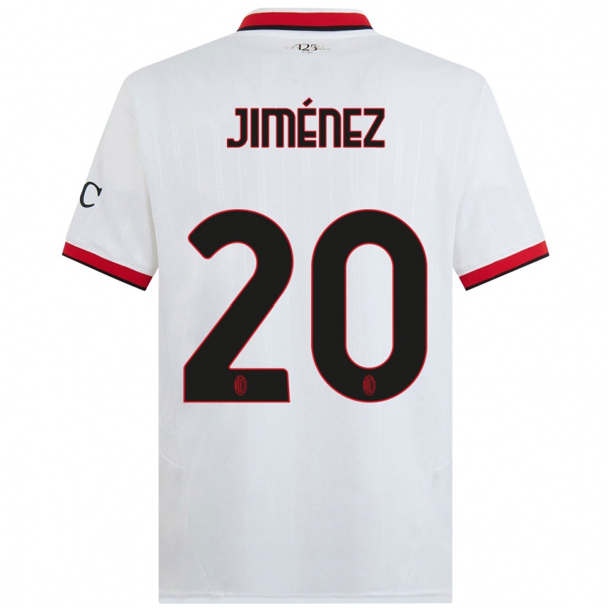 Women Football Álex Jiménez #20 White Black Red Away Jersey 2024/25 T-Shirt Nz