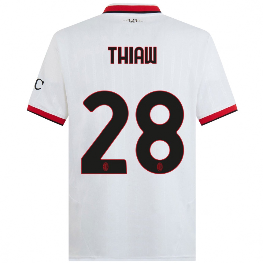 Women Football Malick Thiaw #28 White Black Red Away Jersey 2024/25 T-Shirt Nz