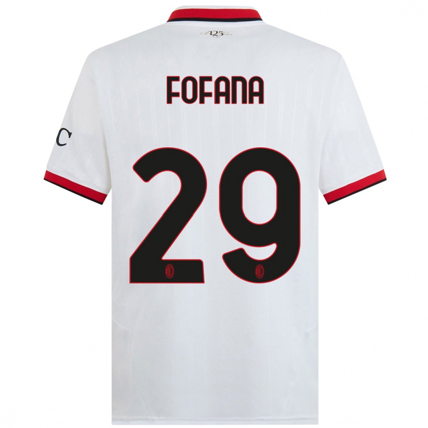 Women Football Youssouf Fofana #29 White Black Red Away Jersey 2024/25 T-Shirt Nz