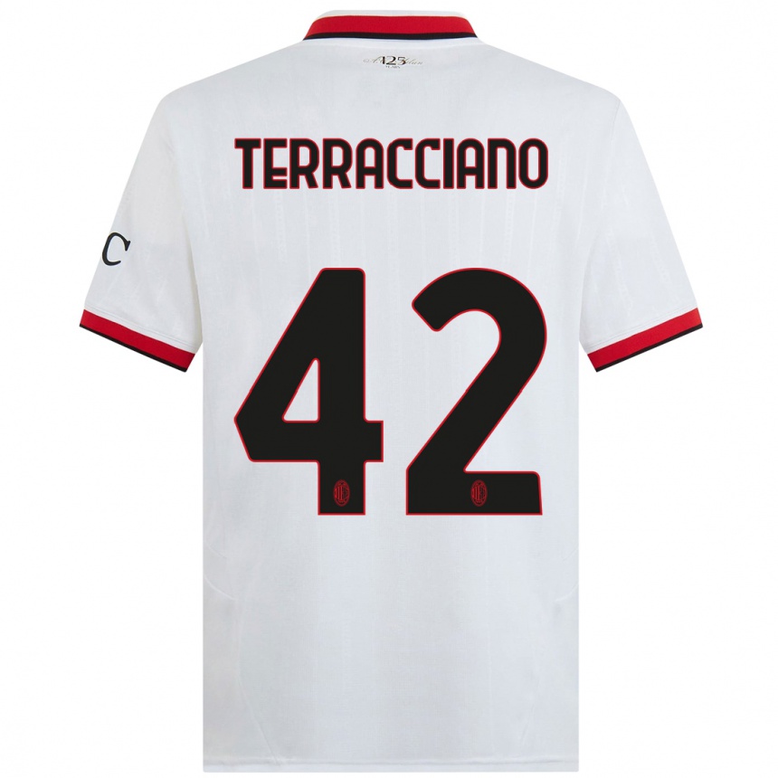 Women Football Filippo Terracciano #42 White Black Red Away Jersey 2024/25 T-Shirt Nz