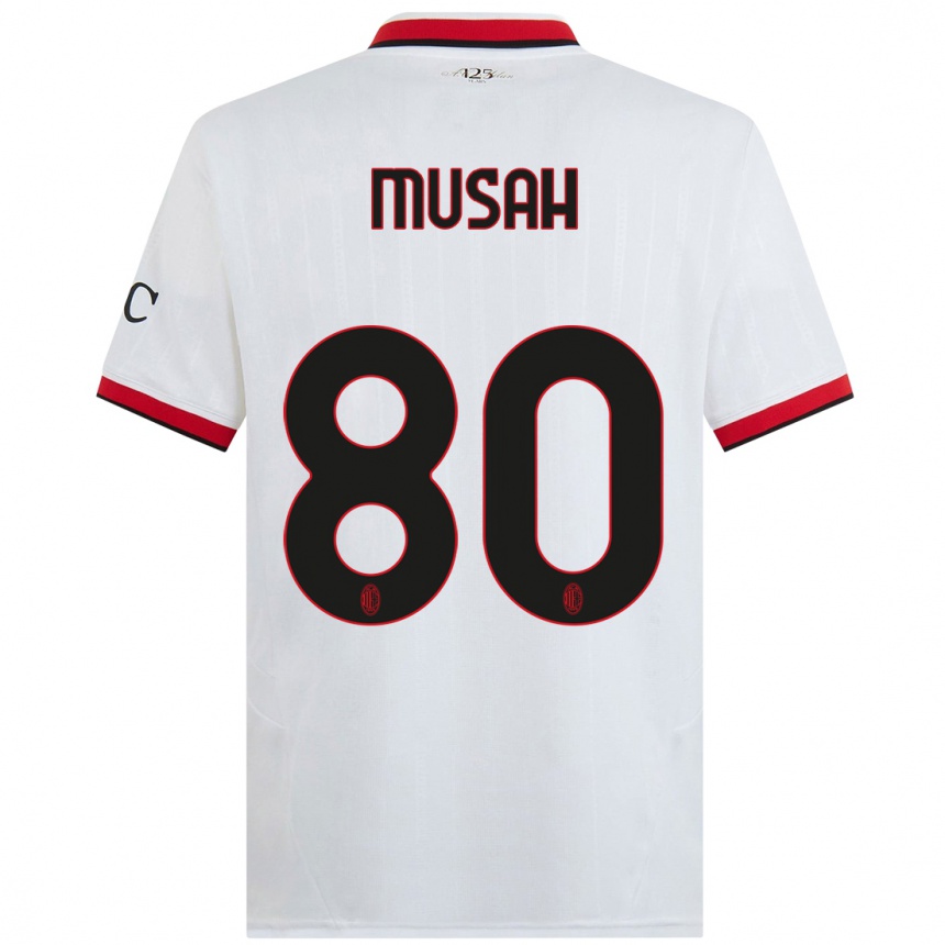 Women Football Yunus Musah #80 White Black Red Away Jersey 2024/25 T-Shirt Nz