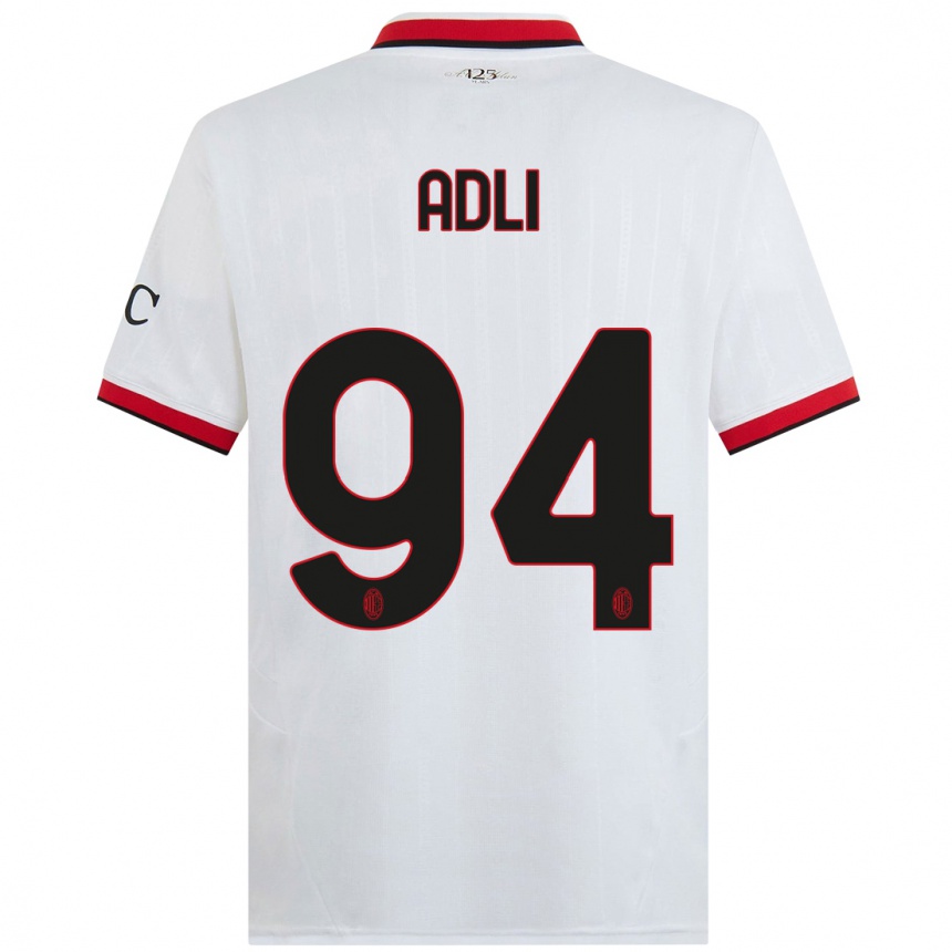 Women Football Yacine Adli #94 White Black Red Away Jersey 2024/25 T-Shirt Nz