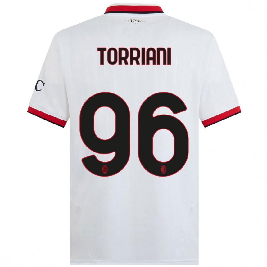 Women Football Lorenzo Torriani #96 White Black Red Away Jersey 2024/25 T-Shirt Nz