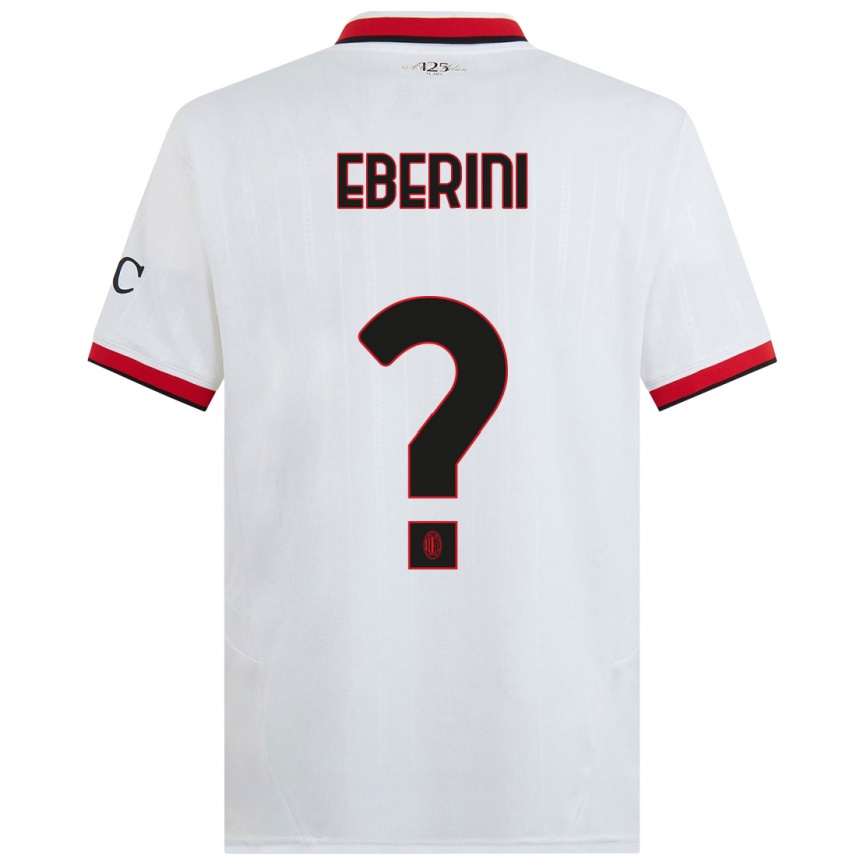 Women Football Daniele Eberini #0 White Black Red Away Jersey 2024/25 T-Shirt Nz