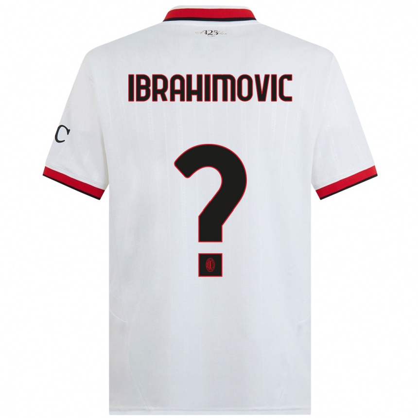 Women Football Vincent Ibrahimovic #0 White Black Red Away Jersey 2024/25 T-Shirt Nz