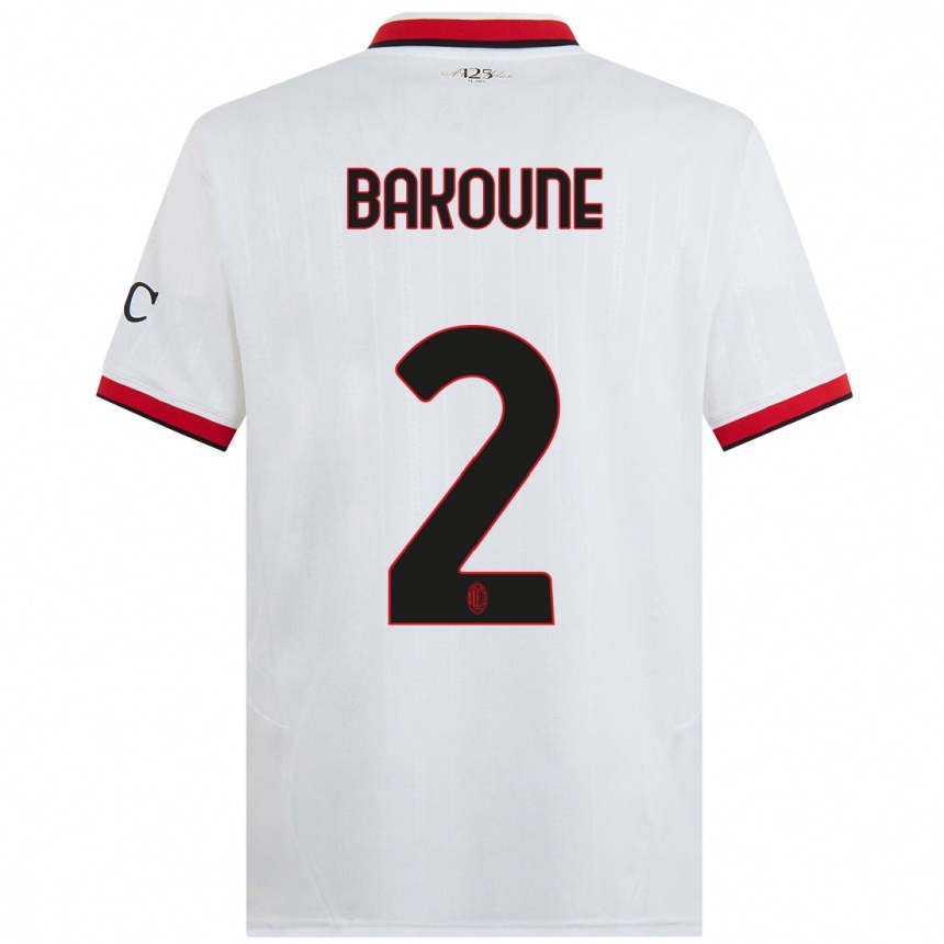 Women Football Adam Bakoune #2 White Black Red Away Jersey 2024/25 T-Shirt Nz