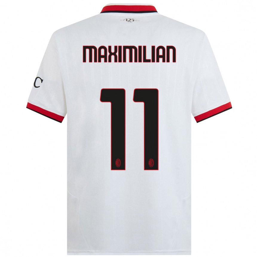 Women Football Maximilian Ibrahimović #11 White Black Red Away Jersey 2024/25 T-Shirt Nz