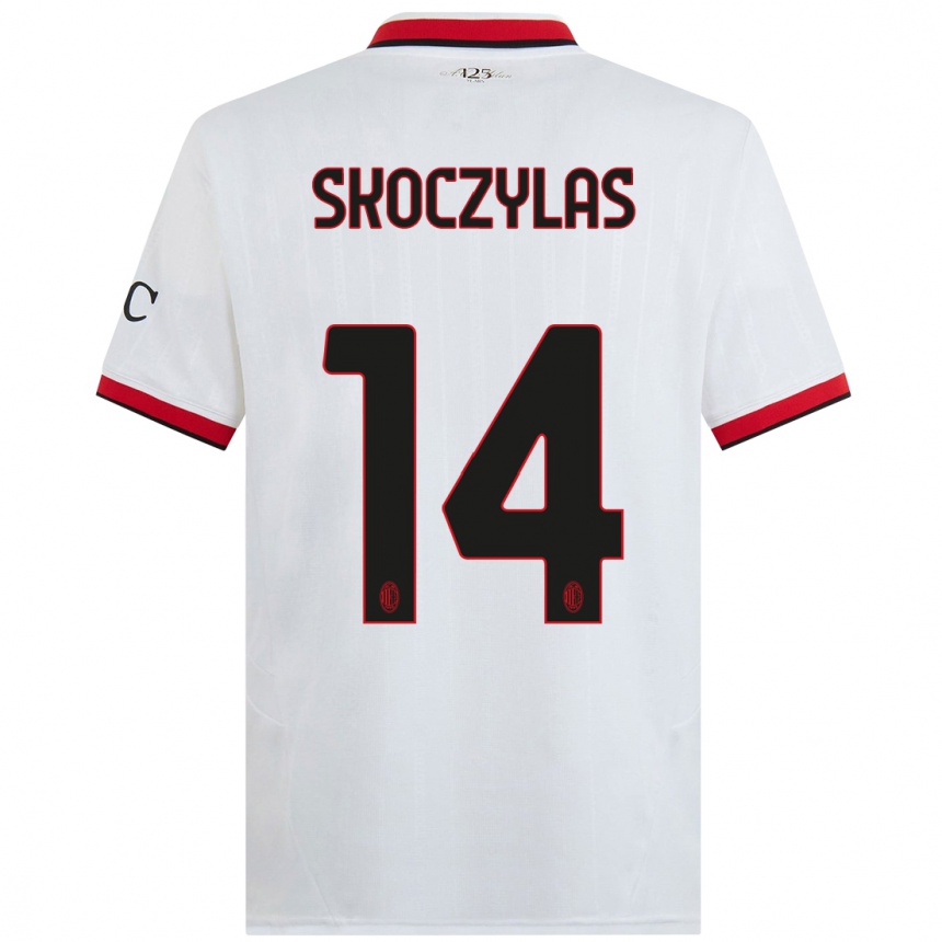 Women Football Mateusz Skoczylas #14 White Black Red Away Jersey 2024/25 T-Shirt Nz