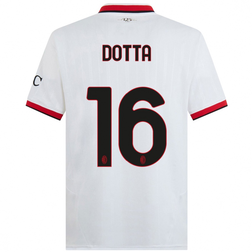 Women Football Cristiano Dotta #16 White Black Red Away Jersey 2024/25 T-Shirt Nz