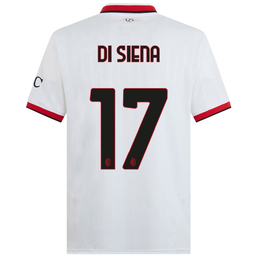 Women Football Andrea Di Siena #17 White Black Red Away Jersey 2024/25 T-Shirt Nz